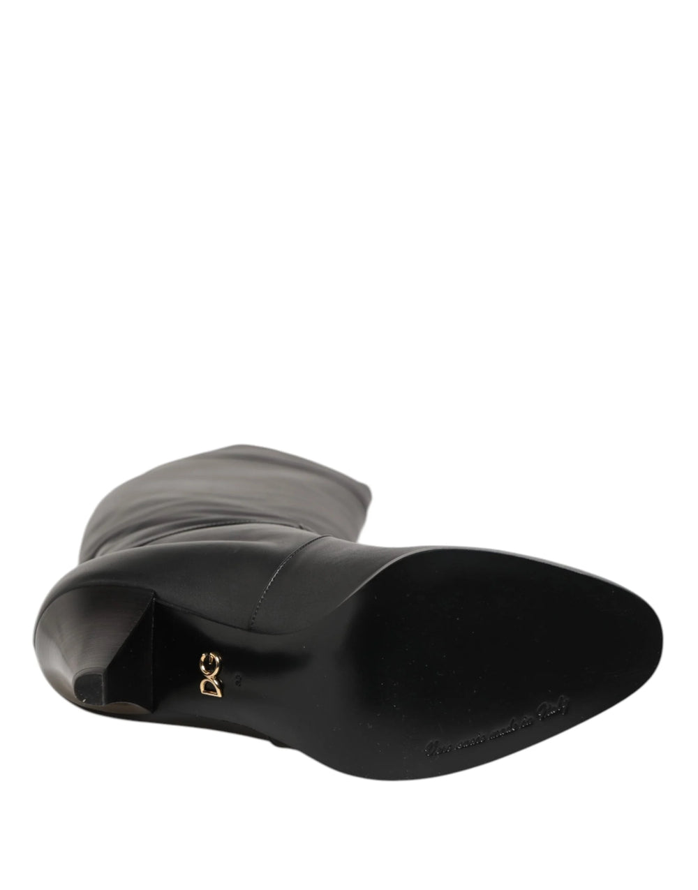 Dolce & Gabbana Black Leather Over-The-Knee DG Boots Shoes - EU39/US8.5 - Boots