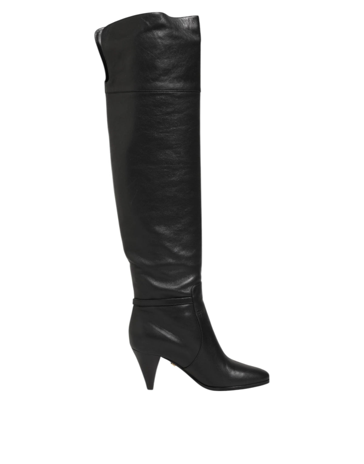Dolce & Gabbana Black Leather Over-The-Knee DG Boots Shoes - EU39/US8.5 - Boots