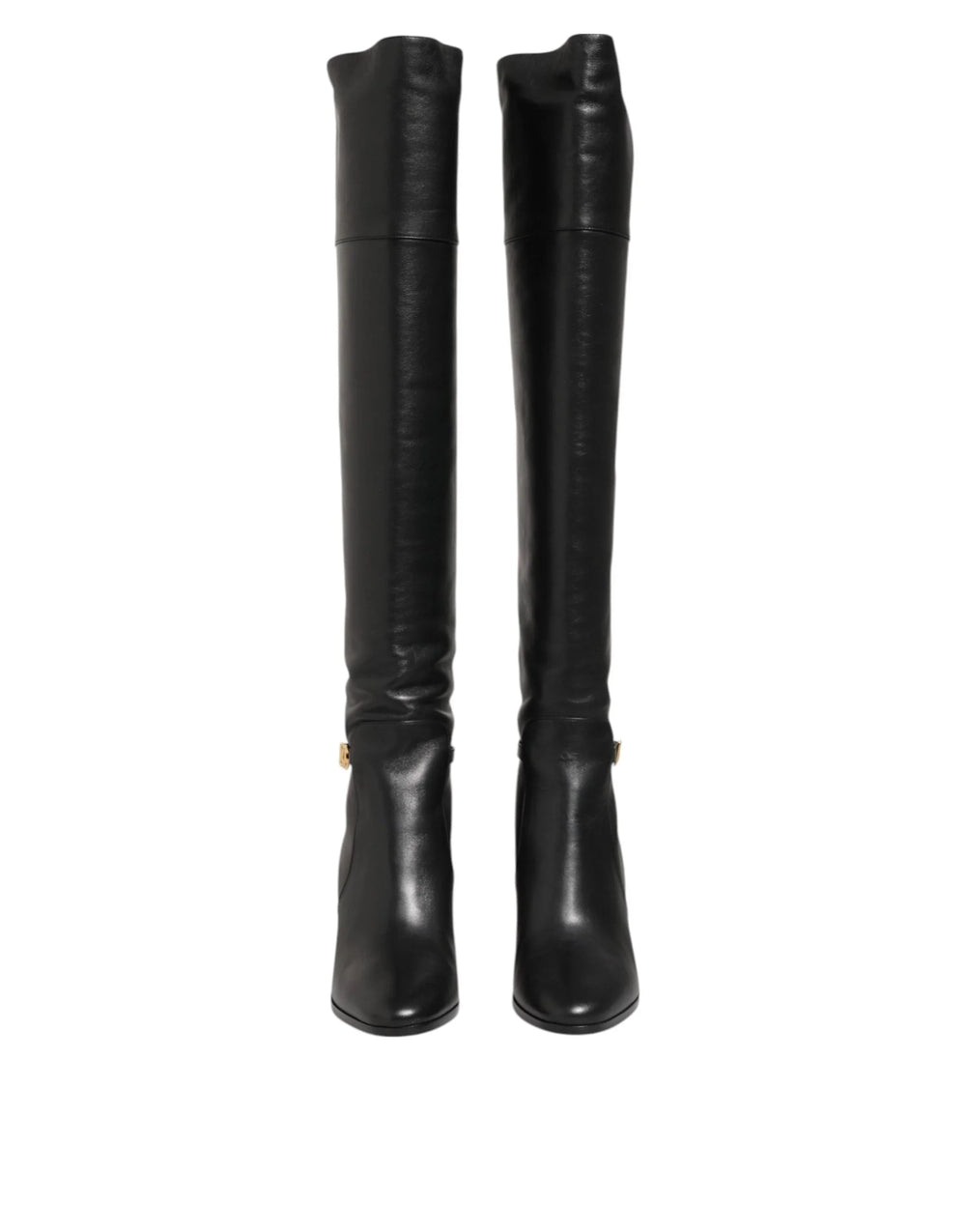 Dolce & Gabbana Black Leather Over-The-Knee DG Boots Shoes - EU39/US8.5 - Boots