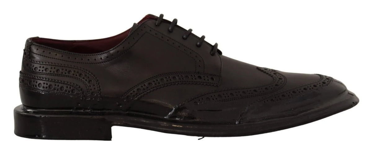 Dolce & Gabbana Black Leather Oxford Wingtip Formal Derby Shoes - Shoes