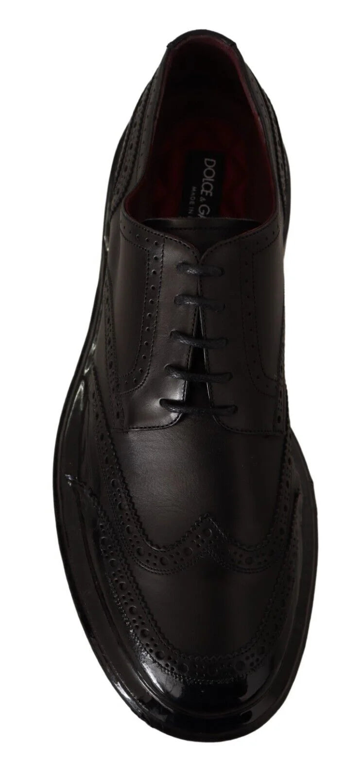 Dolce & Gabbana Black Leather Oxford Wingtip Formal Derby Shoes - Shoes