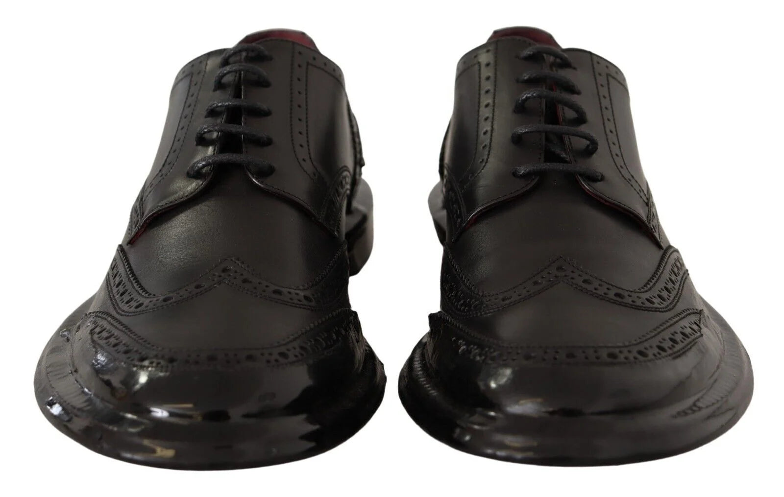 Dolce & Gabbana Black Leather Oxford Wingtip Formal Derby Shoes - Shoes