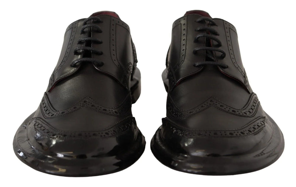 Dolce & Gabbana Black Leather Oxford Wingtip Formal Derby Shoes - Shoes
