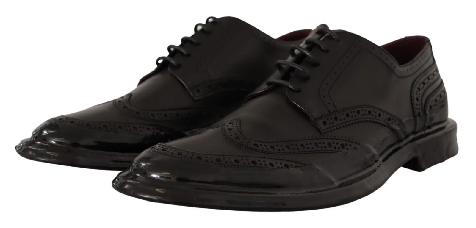 Dolce & Gabbana Black Leather Oxford Wingtip Formal Derby Shoes - Shoes