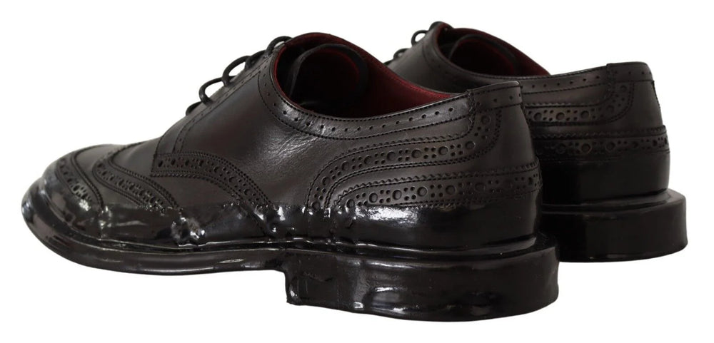 Dolce & Gabbana Black Leather Oxford Wingtip Formal Derby Shoes - Shoes