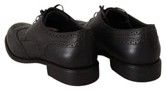 Dolce & Gabbana Black Leather Oxford Wingtip Formal Dress Shoes - EU39/US6 - Shoes