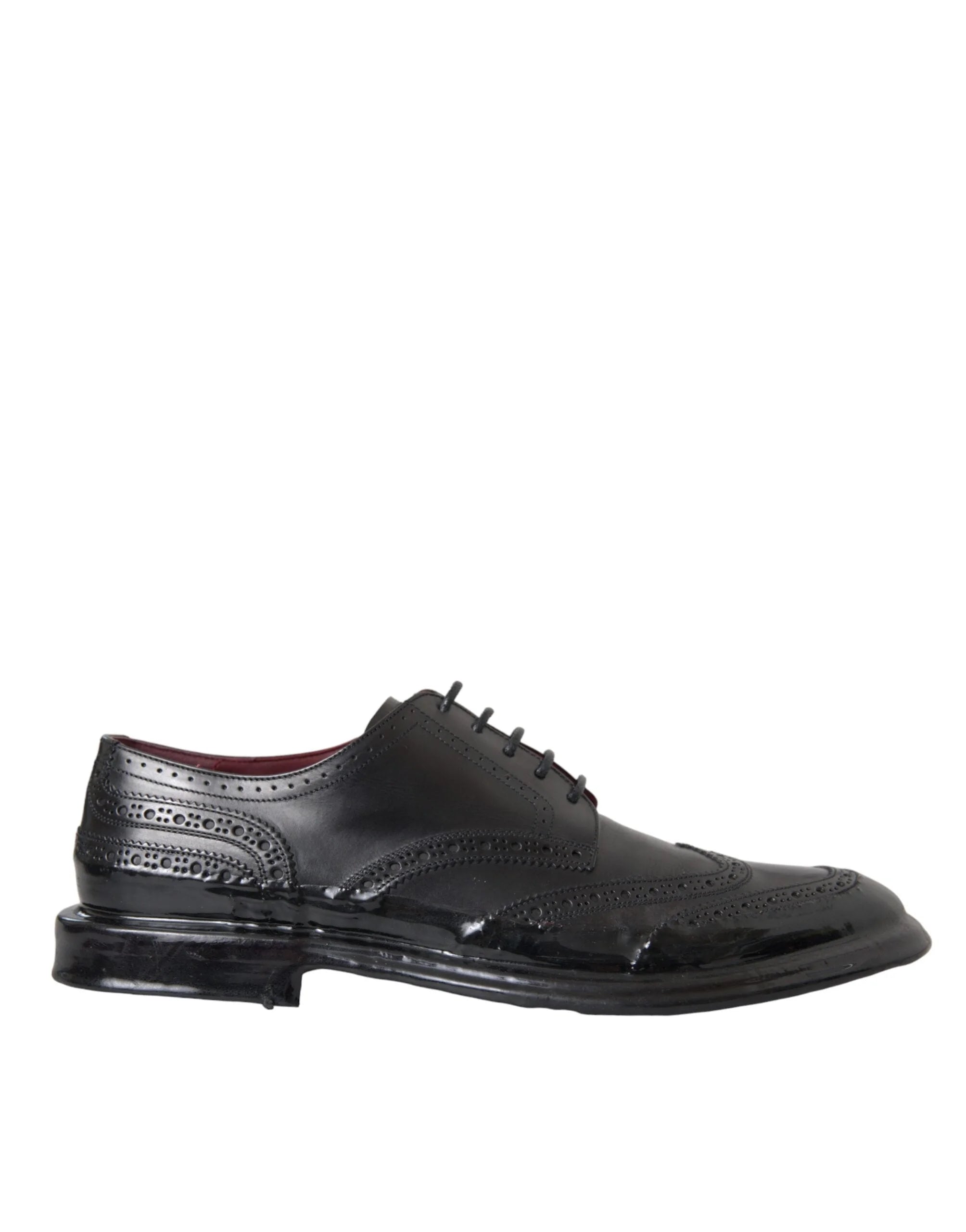 Dolce & Gabbana Black Leather Oxford Wingtip Formal Men Shoes - Shoes