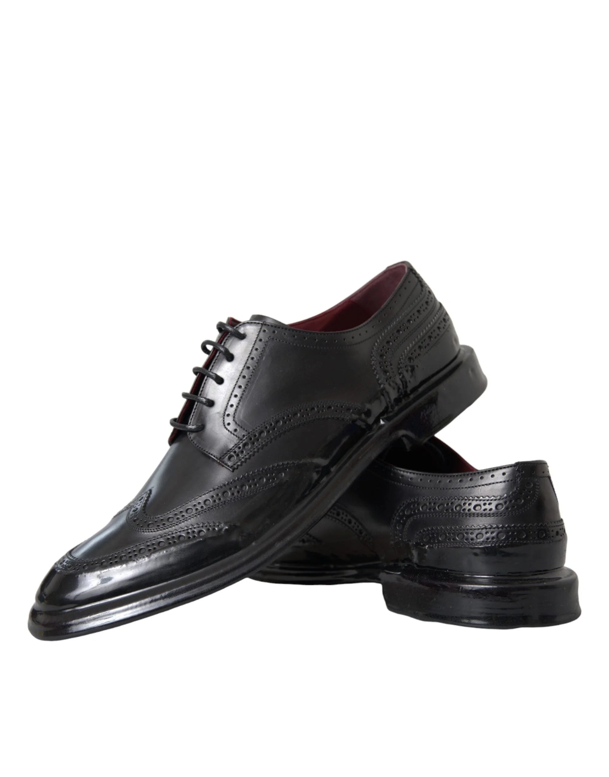 Dolce & Gabbana Black Leather Oxford Wingtip Formal Men Shoes - Shoes