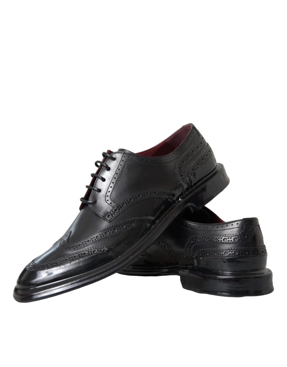 Dolce & Gabbana Black Leather Oxford Wingtip Formal Men Shoes - Shoes