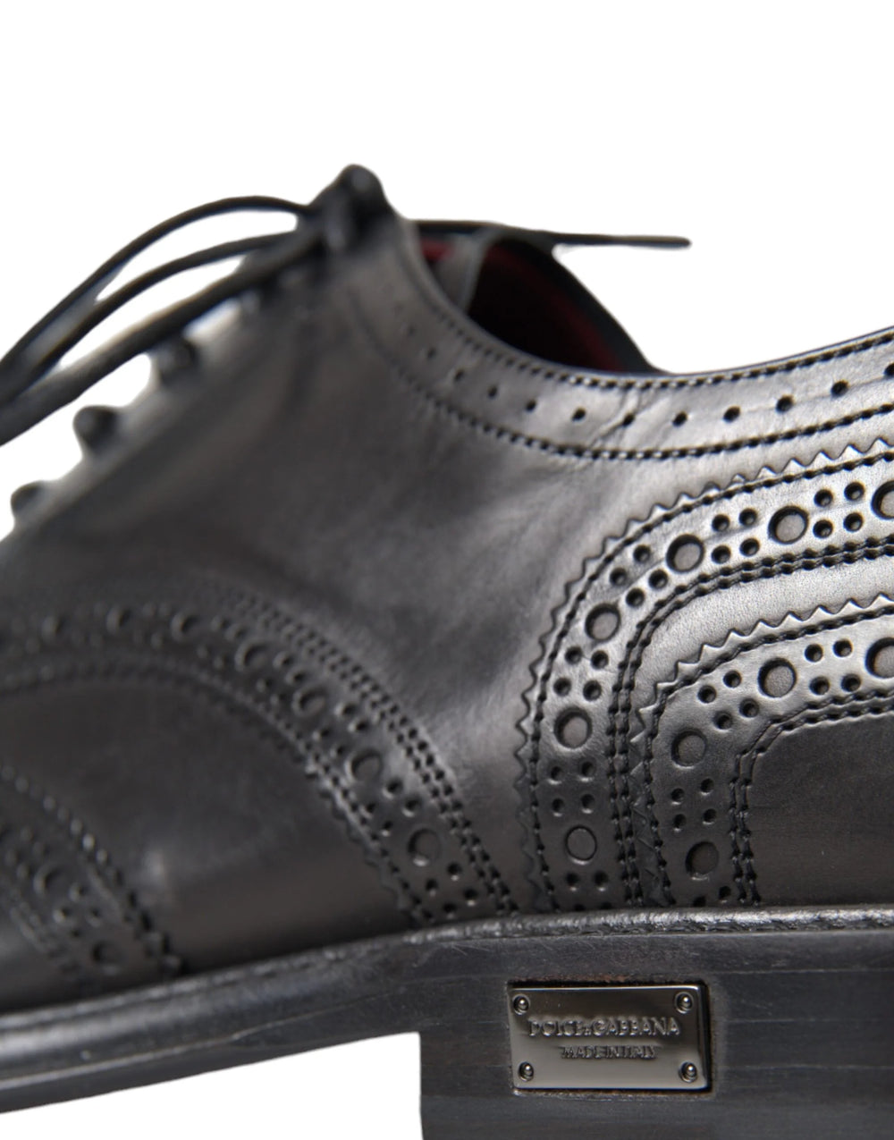 Dolce & Gabbana Black Leather Oxford Wingtip Formal Men Shoes - EU41/US8 - Shoes