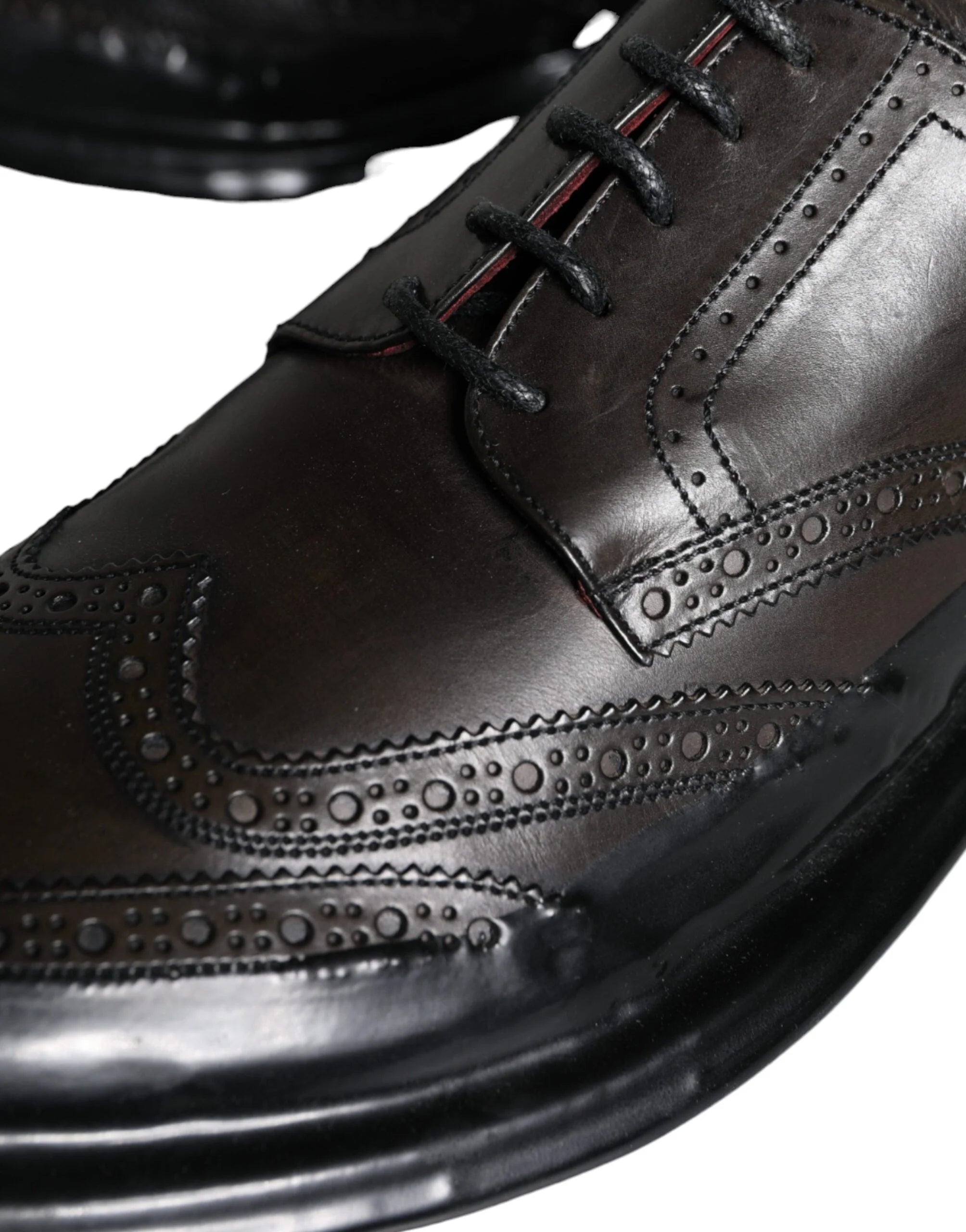 Dolce & Gabbana Black Leather Oxford Wingtip Formal Men Shoes - EU42/US9 - Shoes