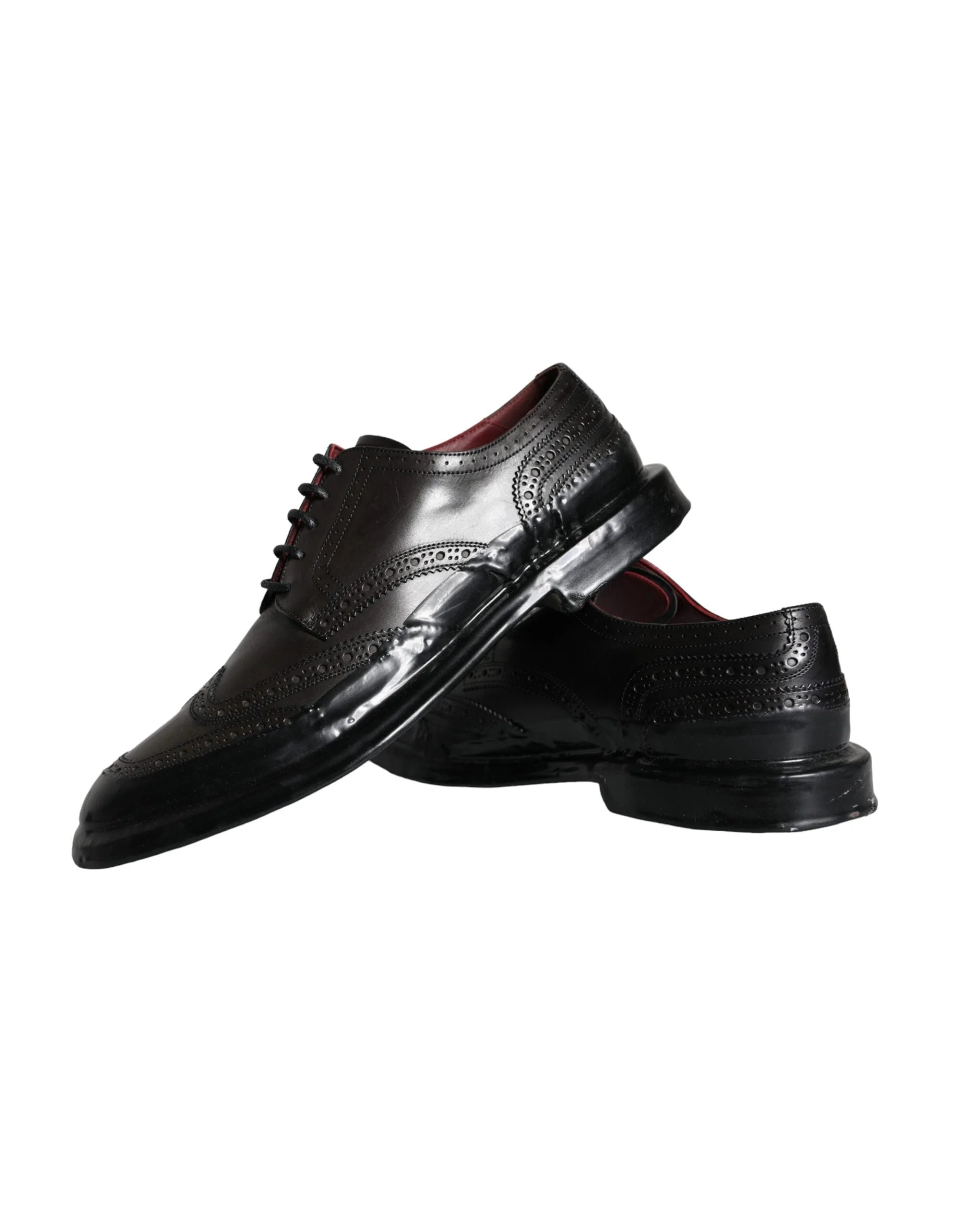 Dolce & Gabbana Black Leather Oxford Wingtip Formal Men Shoes - EU42/US9 - Shoes