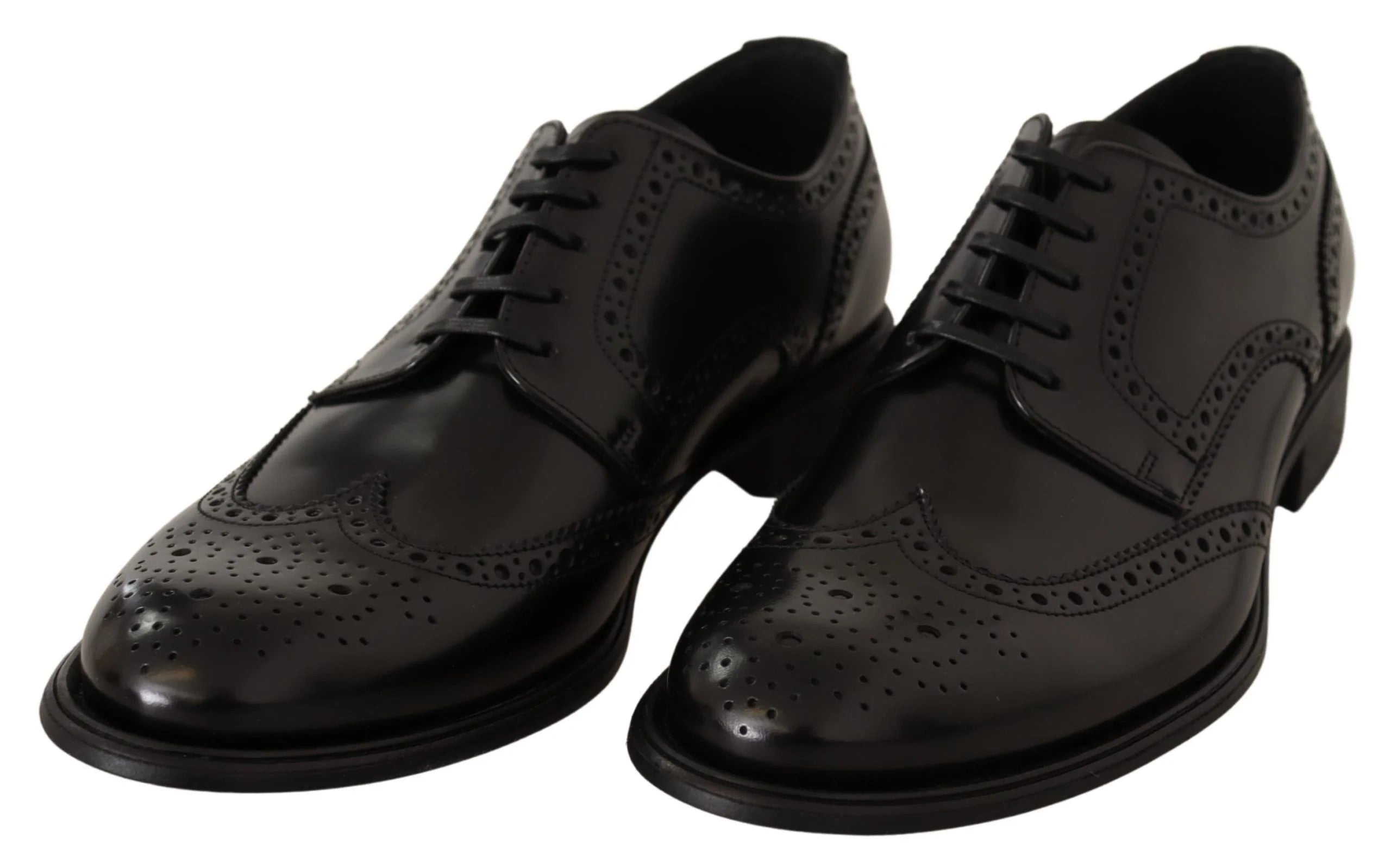Dolce & Gabbana Black Leather Oxford Wingtip Formal Shoes - EU39/US6 - Shoes