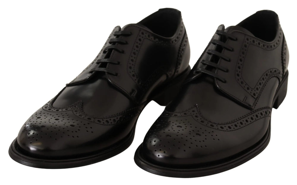 Dolce & Gabbana Black Leather Oxford Wingtip Formal Shoes - EU39/US6 - Shoes
