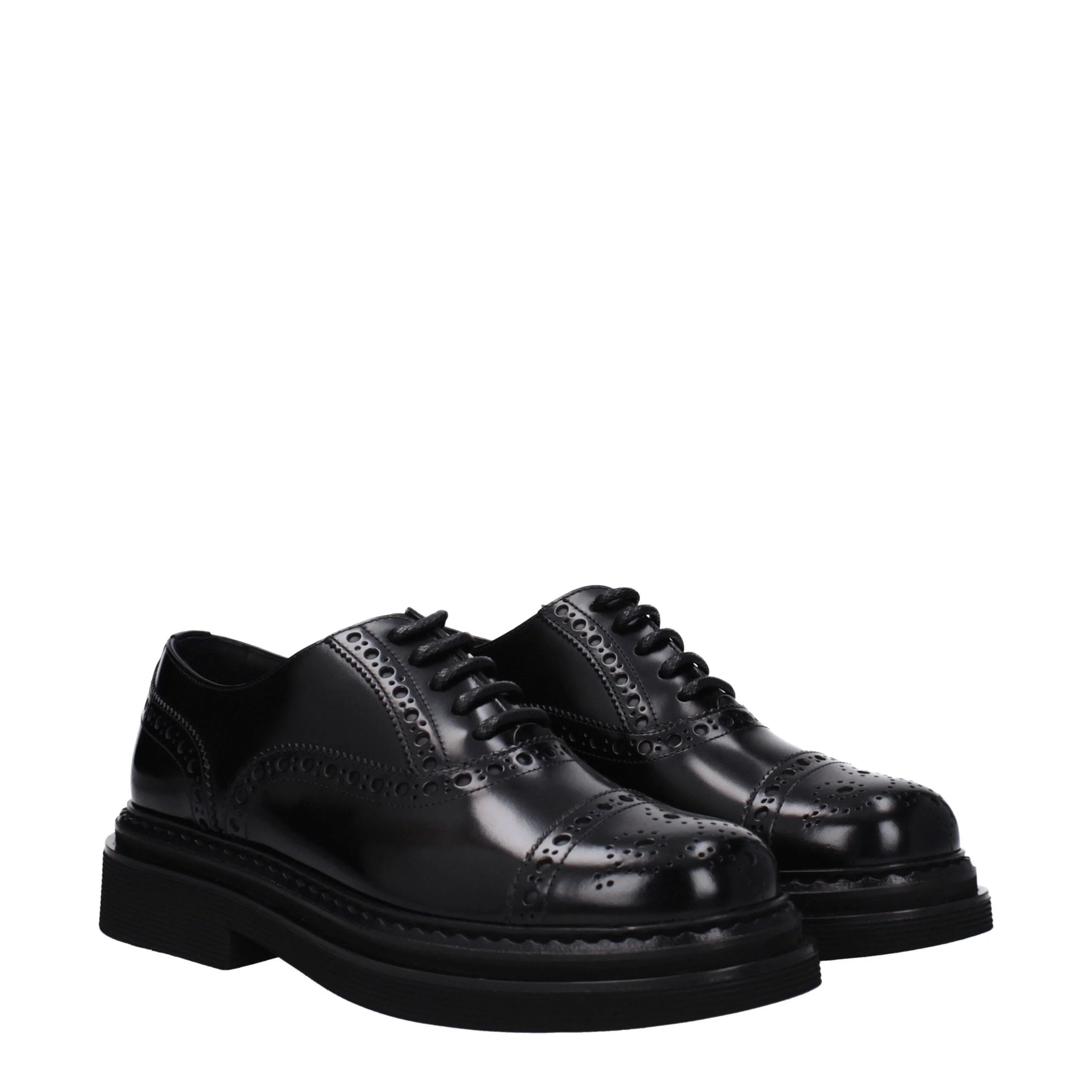 Dolce & Gabbana Black Leather Oxfords And Derbies - EU40/US7