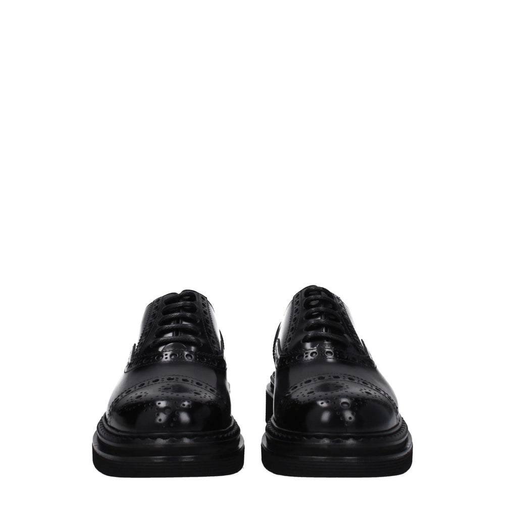 Dolce & Gabbana Black Leather Oxfords And Derbies - EU40/US7