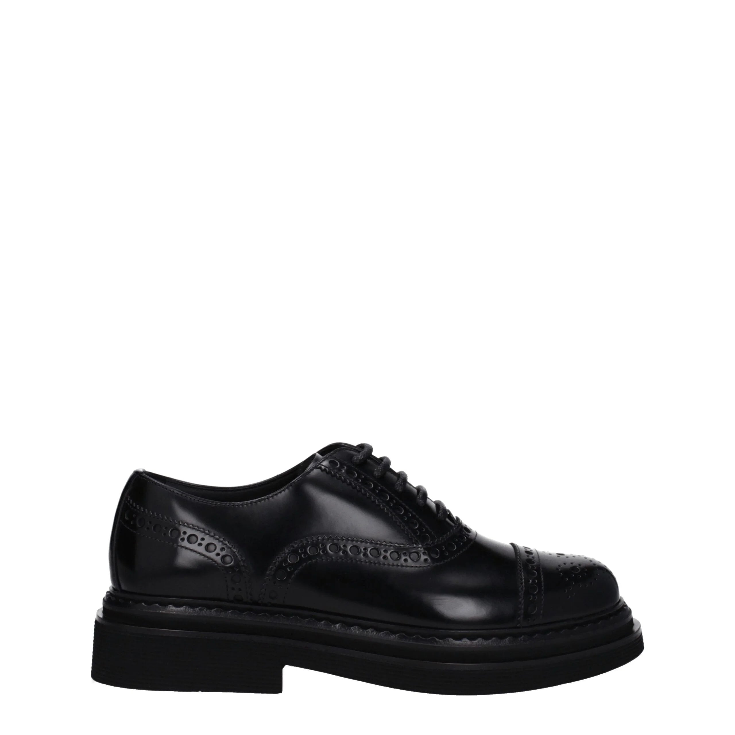 Dolce & Gabbana Black Leather Oxfords And Derbies - EU40/US7