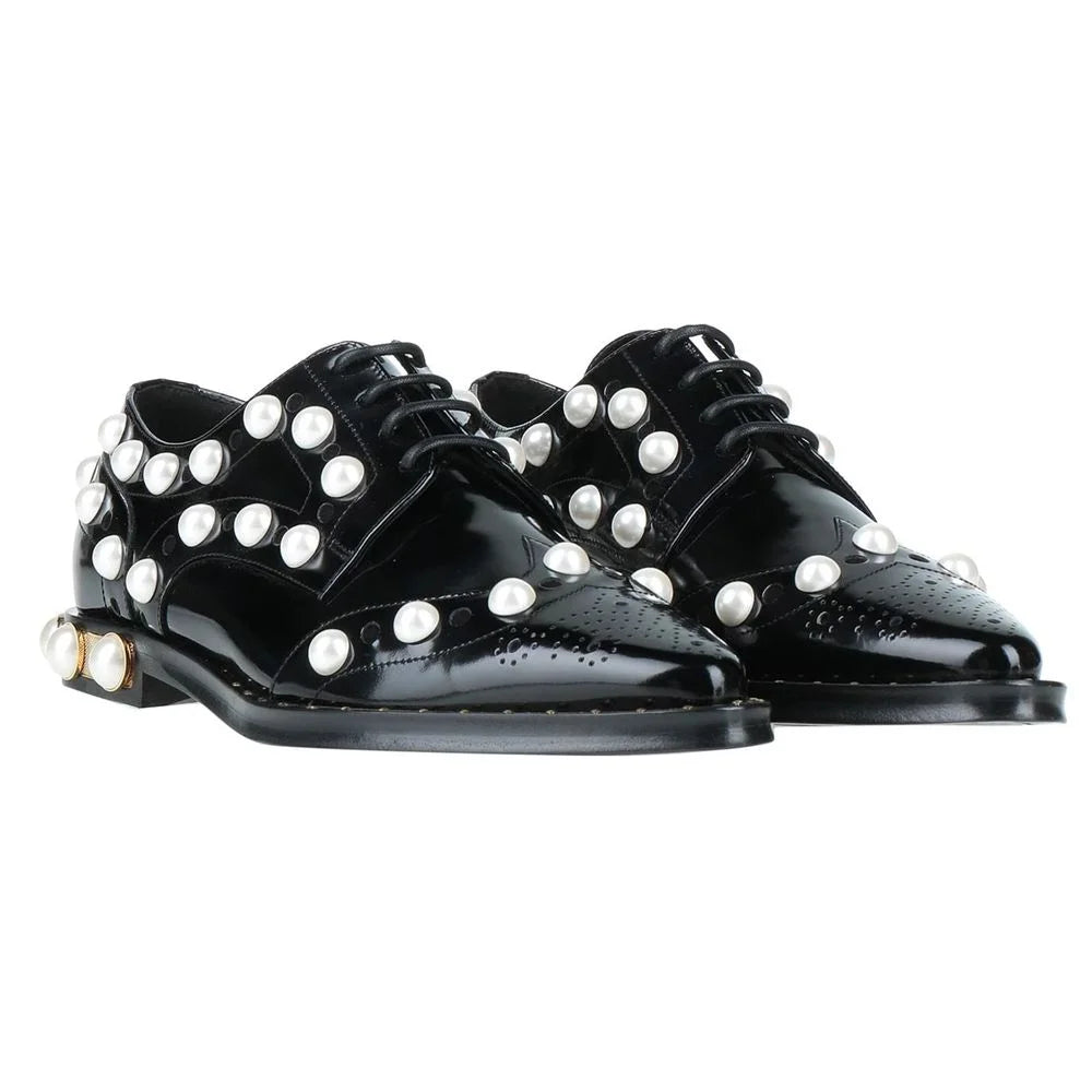 Dolce & Gabbana Black Leather Oxfords And Derby - EU37/US7 - Flats