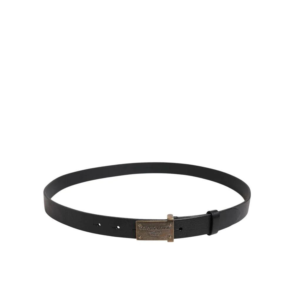 Dolce & Gabbana Black Leather Regular Belt - 95 cm / 38 Inches