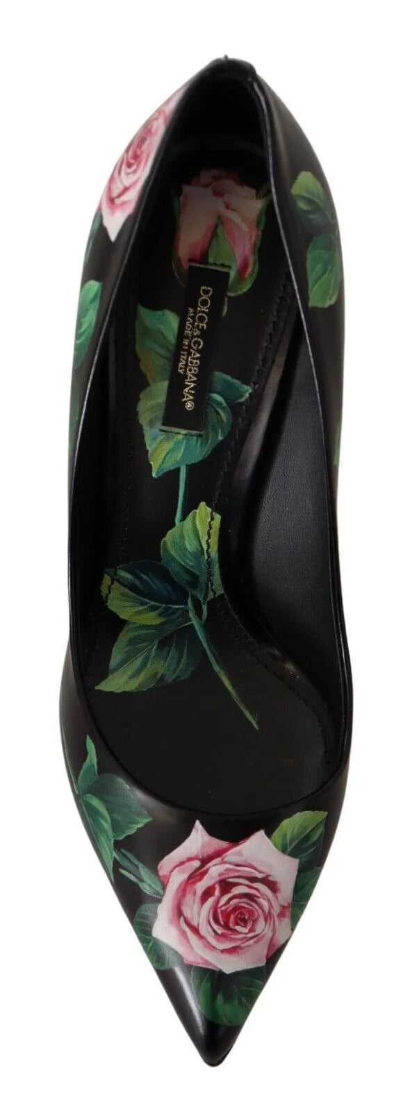 Dolce & Gabbana Black Leather Roses High Heels Pumps Shoes - Heels