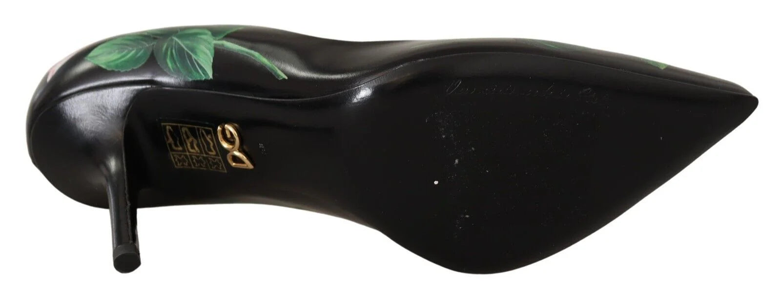 Dolce & Gabbana Black Leather Roses High Heels Pumps Shoes - Heels