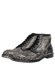 Dolce & Gabbana Black Leather Runway Studs Ankle Boots Shoes - EU44/US11