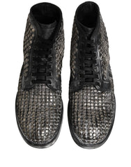 Dolce & Gabbana Black Leather Runway Studs Ankle Boots Shoes - EU44/US11