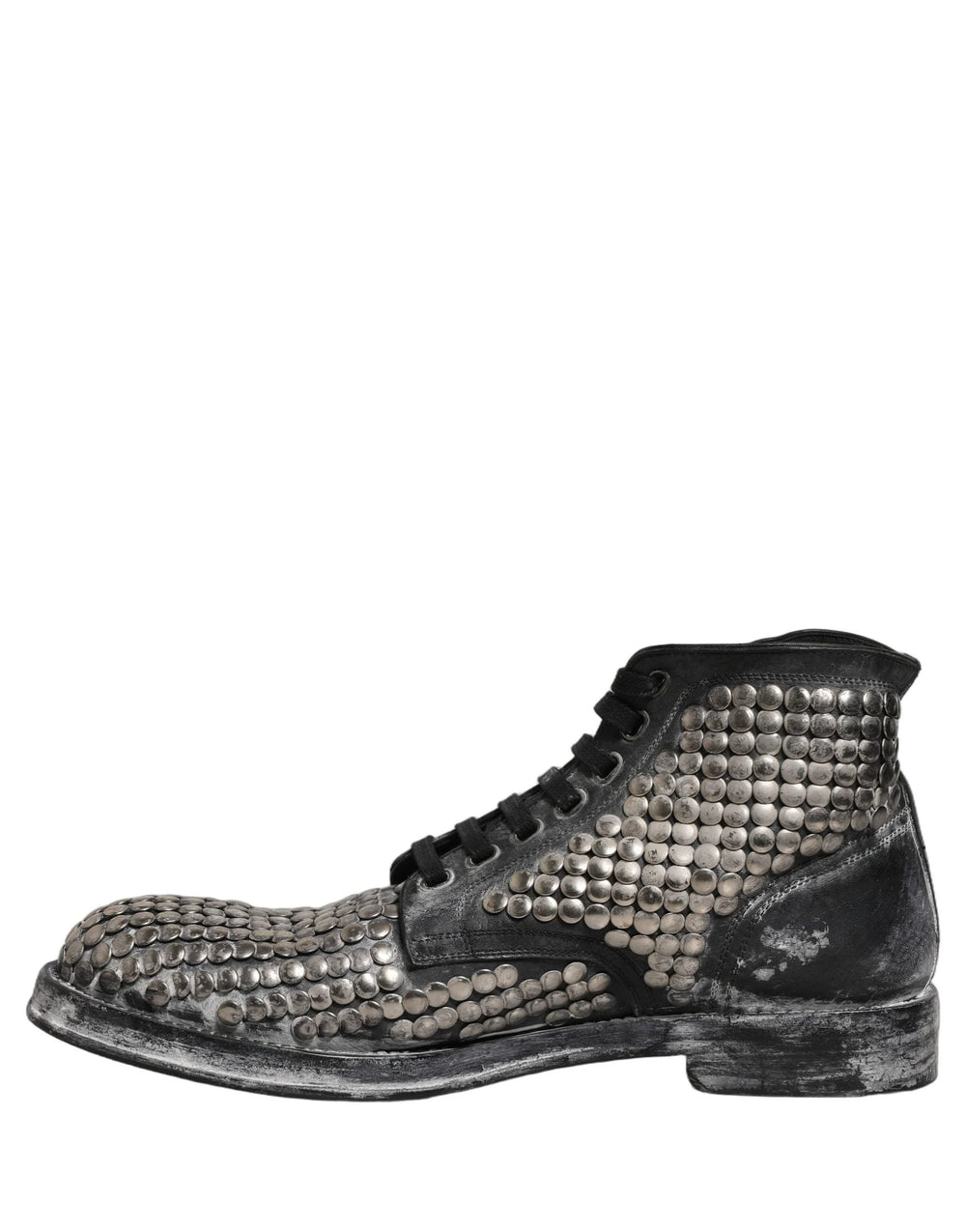Dolce & Gabbana Black Leather Runway Studs Ankle Boots Shoes - EU44/US11