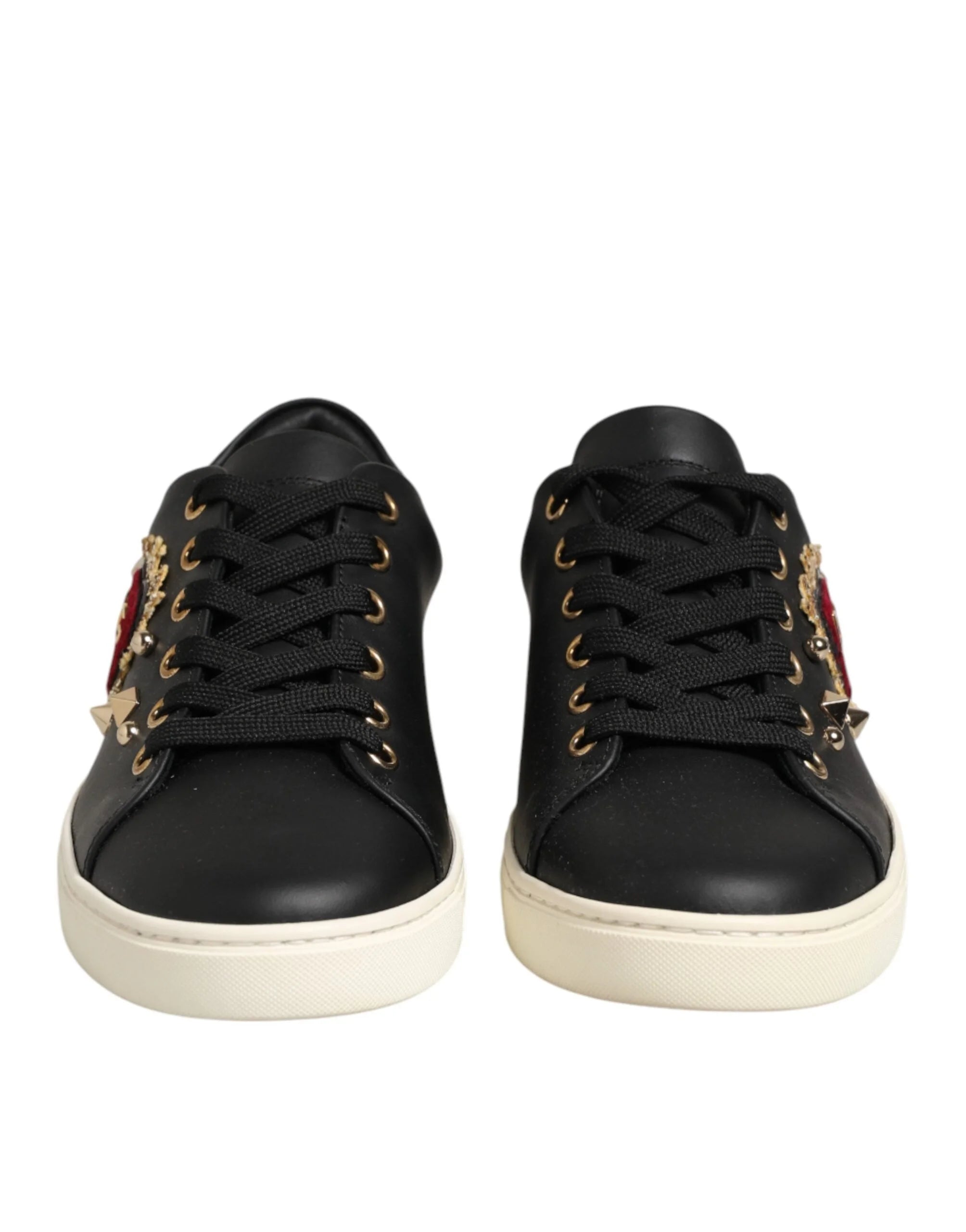 Dolce & Gabbana Black Leather Sacred Heart Sneakers Shoes - EU35/US4.5 - Sneakers