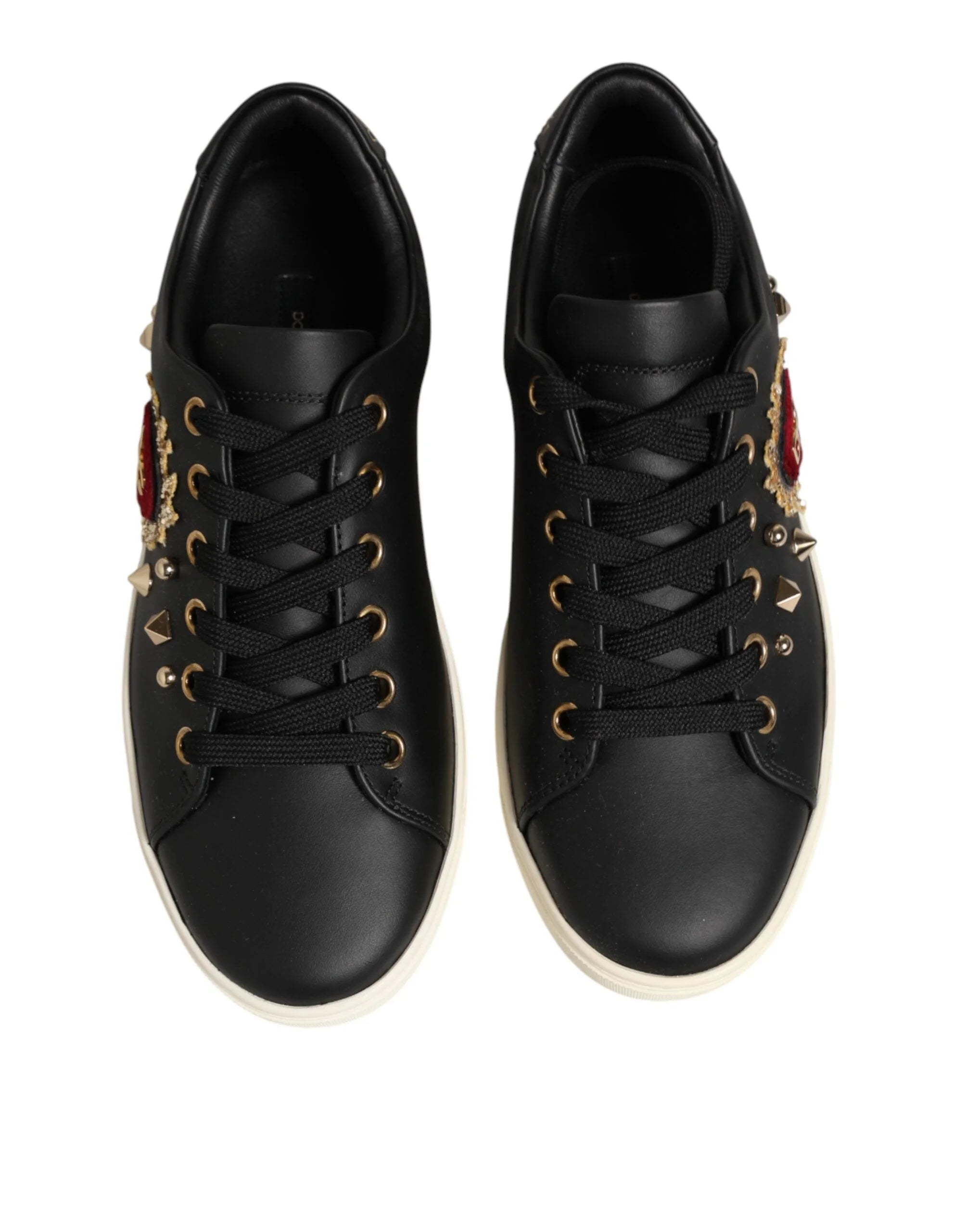 Dolce & Gabbana Black Leather Sacred Heart Sneakers Shoes - EU35/US4.5 - Sneakers