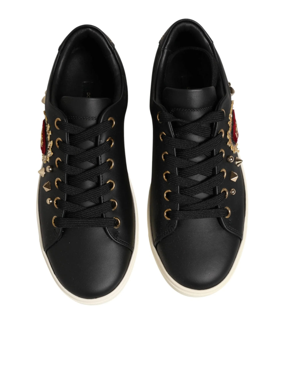 Dolce & Gabbana Black Leather Sacred Heart Sneakers Shoes - EU35/US4.5 - Sneakers