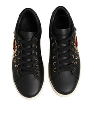 Dolce & Gabbana Black Leather Sacred Heart Sneakers Shoes - EU35/US4.5 - Sneakers
