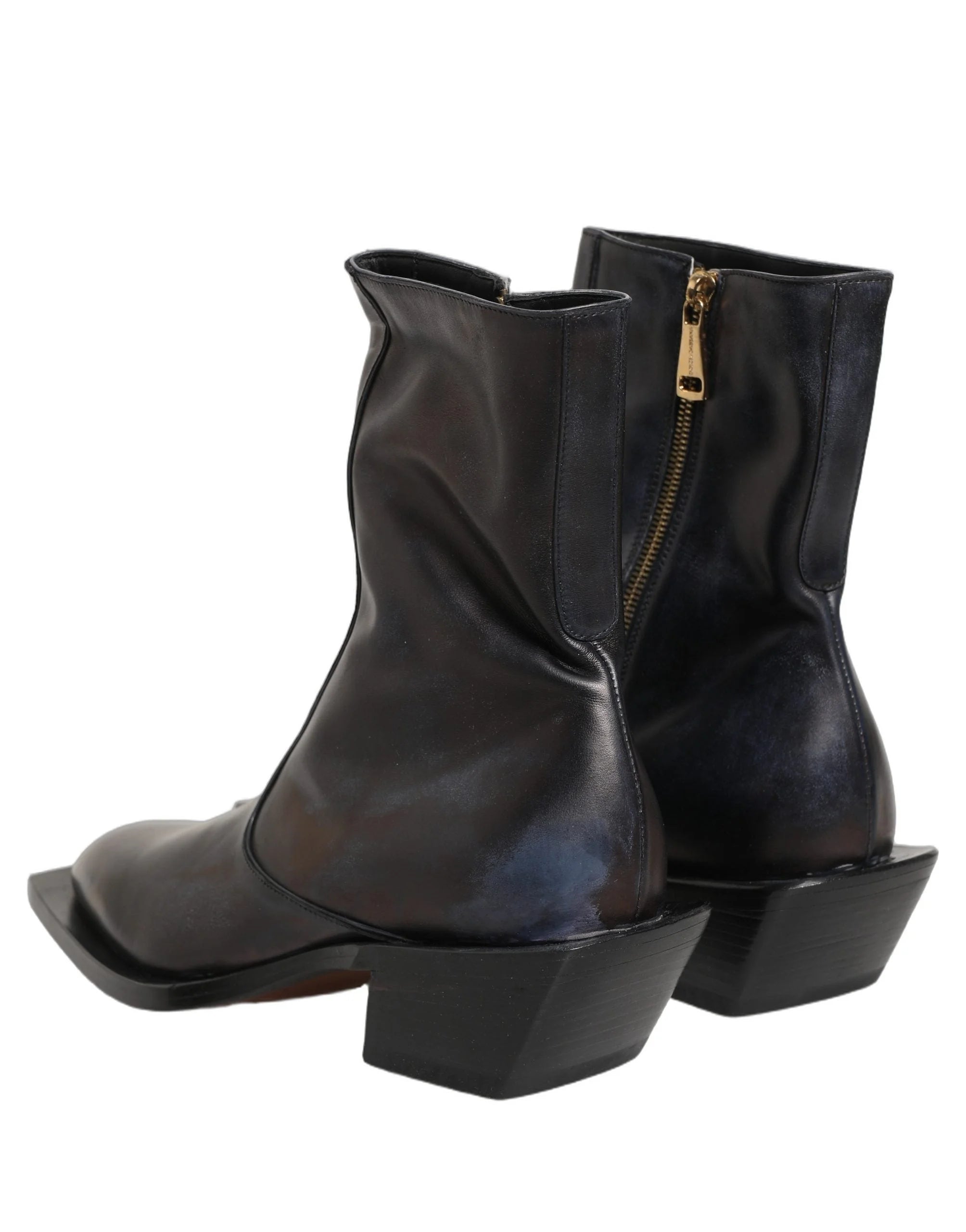 Dolce & Gabbana Svarta Läderglansiga Tex Mid-Shae Stövlar Skor - EU42/US9