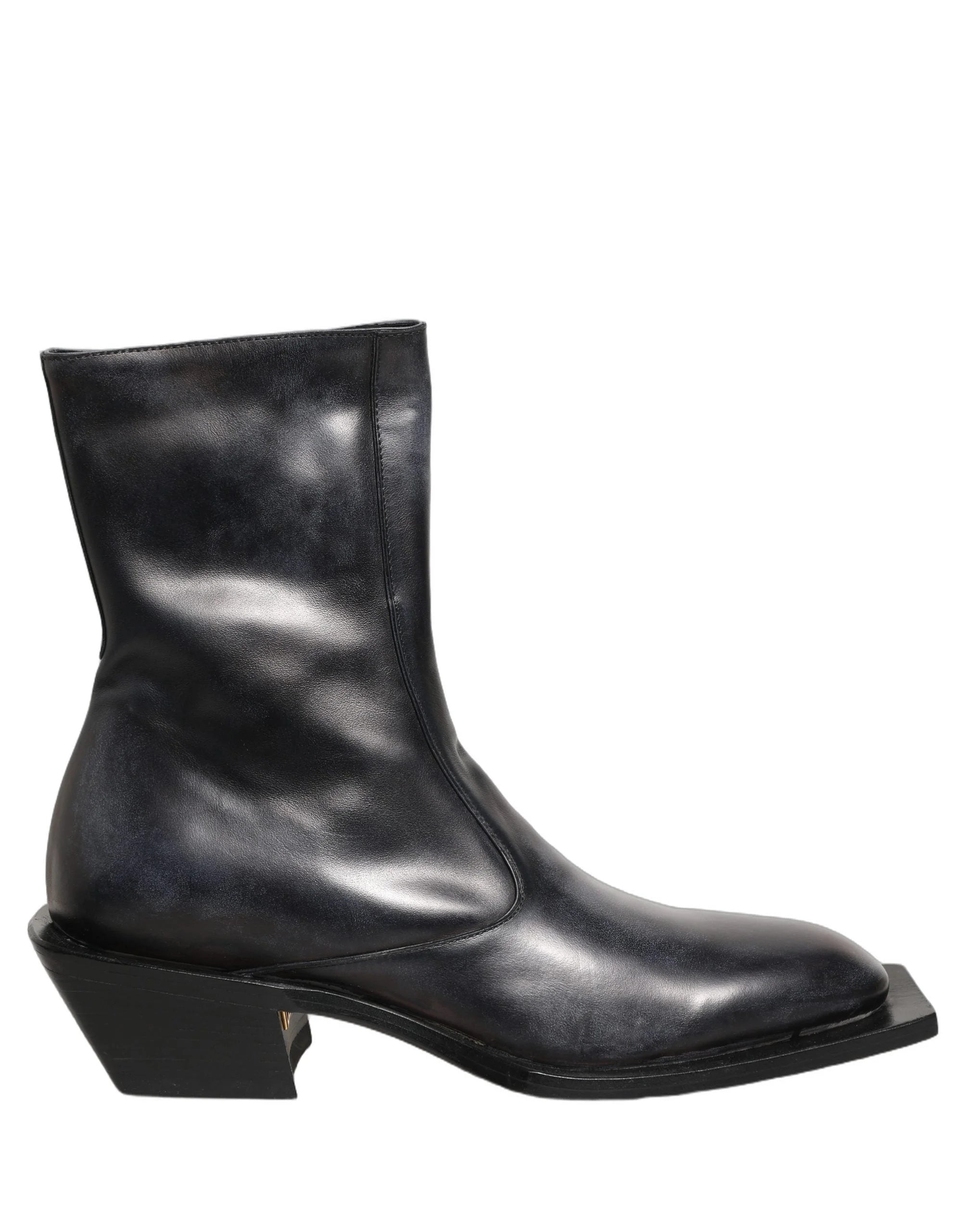 Dolce & Gabbana Svarta Läder Mid-Calf Boots med Glans - EU42/US9