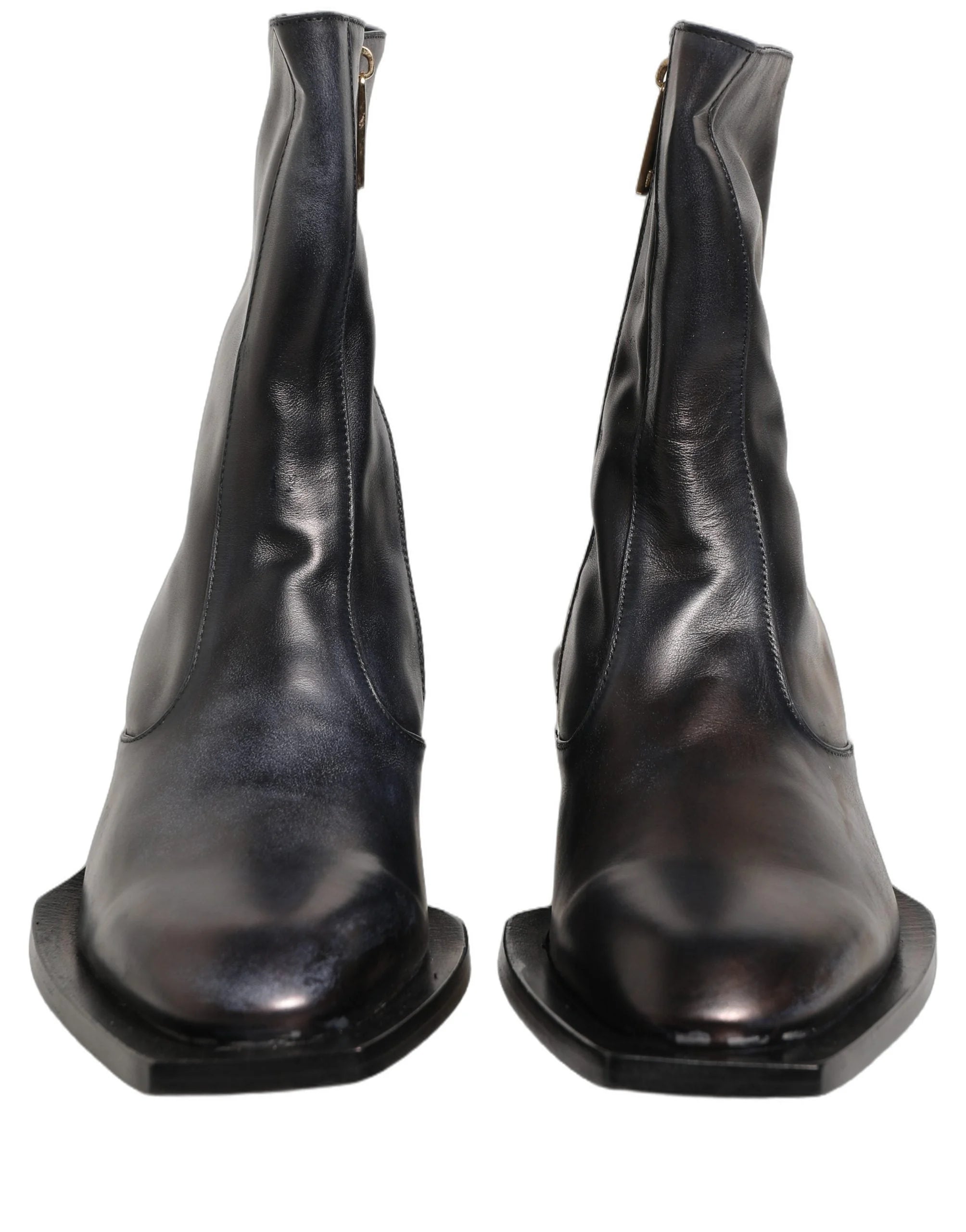 Dolce & Gabbana Svarta Läder Mid-Calf Boots med Glans - EU42/US9