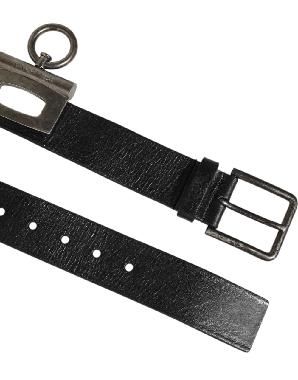 Dolce & Gabbana Black Leather Side Rings Brass Buckle Belt - 90 cm / 36 Inches - Belts