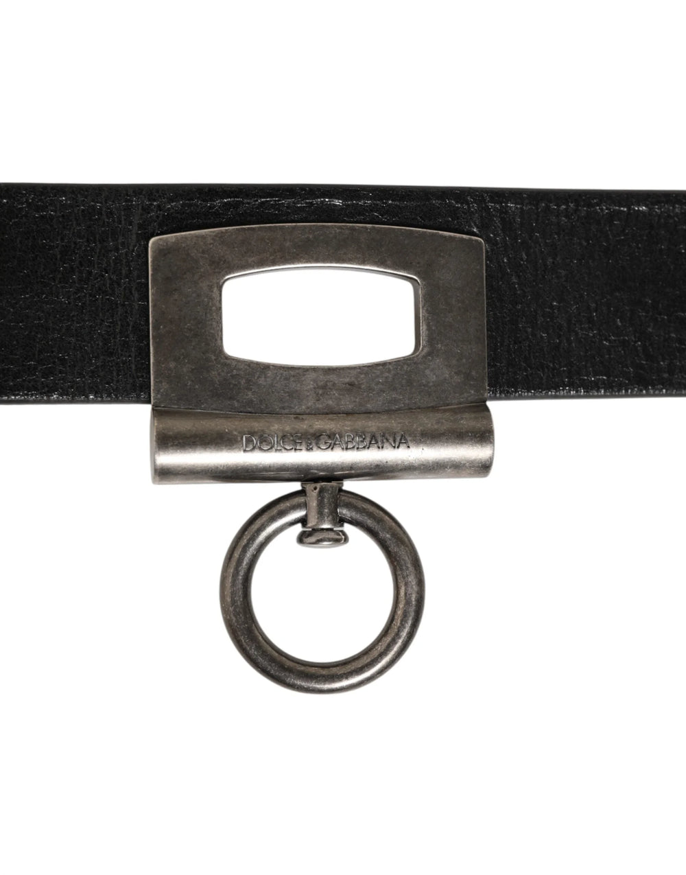 Dolce & Gabbana Black Leather Side Rings Brass Buckle Belt - 90 cm / 36 Inches - Belts
