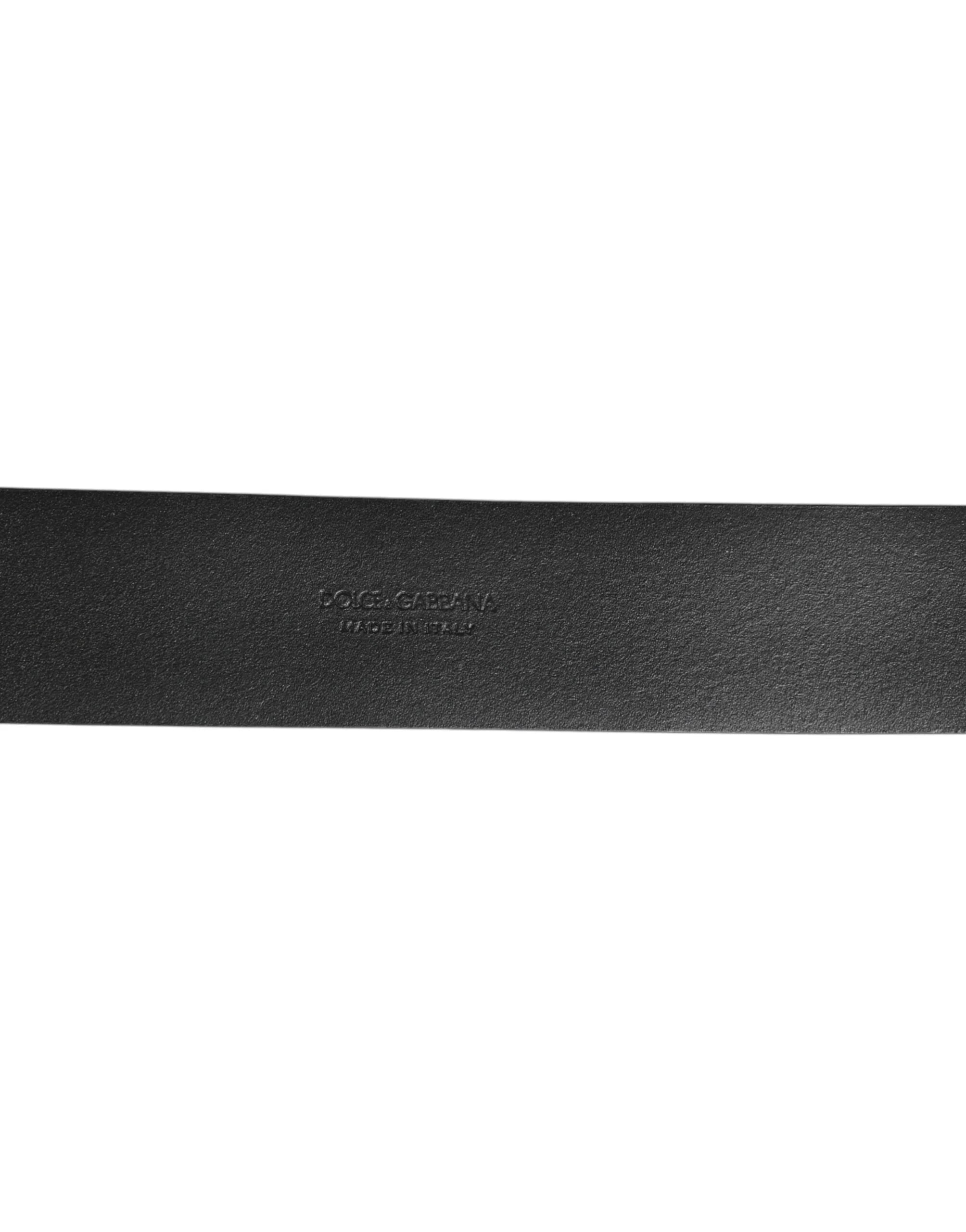 Dolce & Gabbana Black Leather Side Rings Brass Buckle Belt - 90 cm / 36 Inches