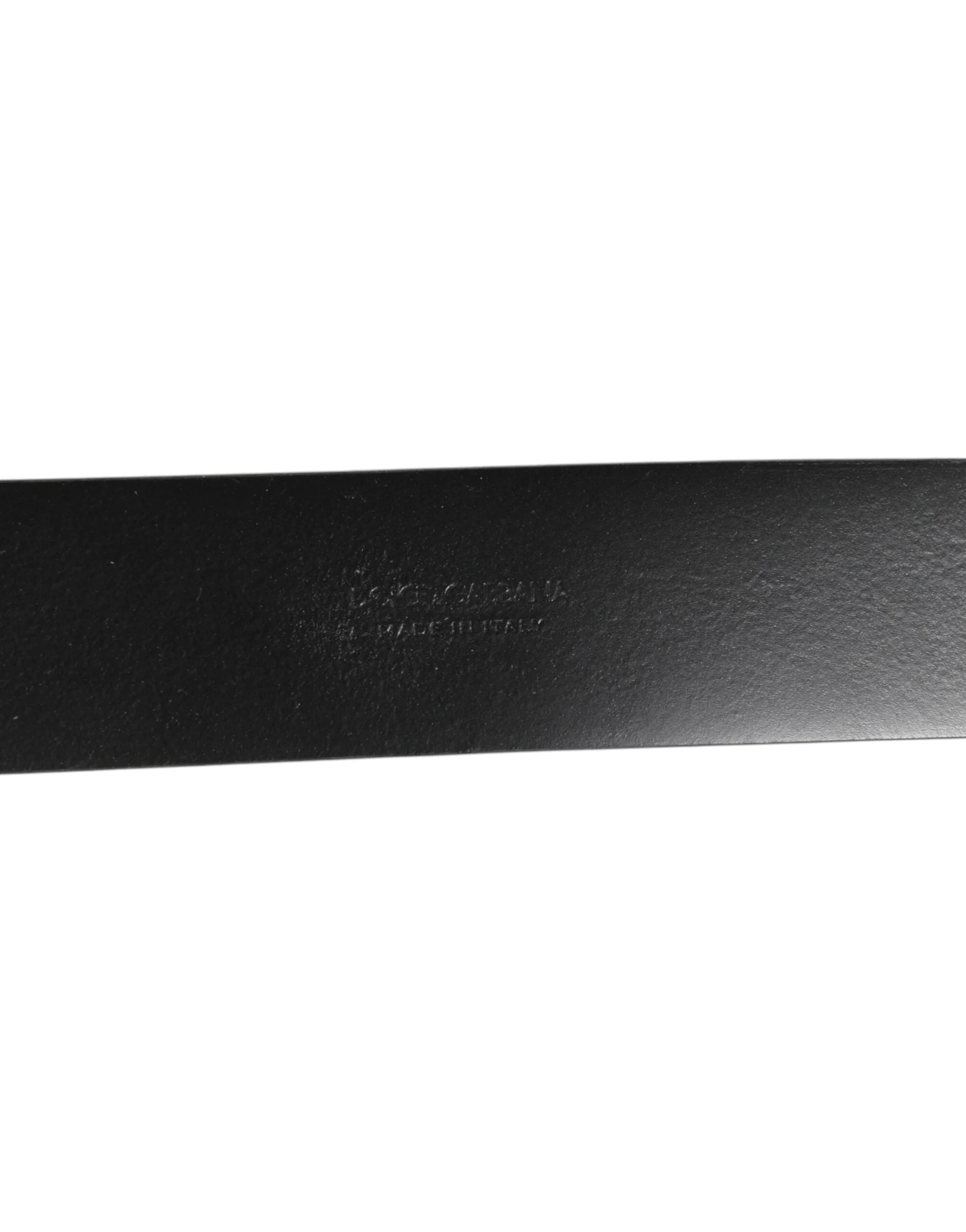 Dolce & Gabbana Black Leather Side Rings Brass Buckle Belt - 90 cm / 36 Inches