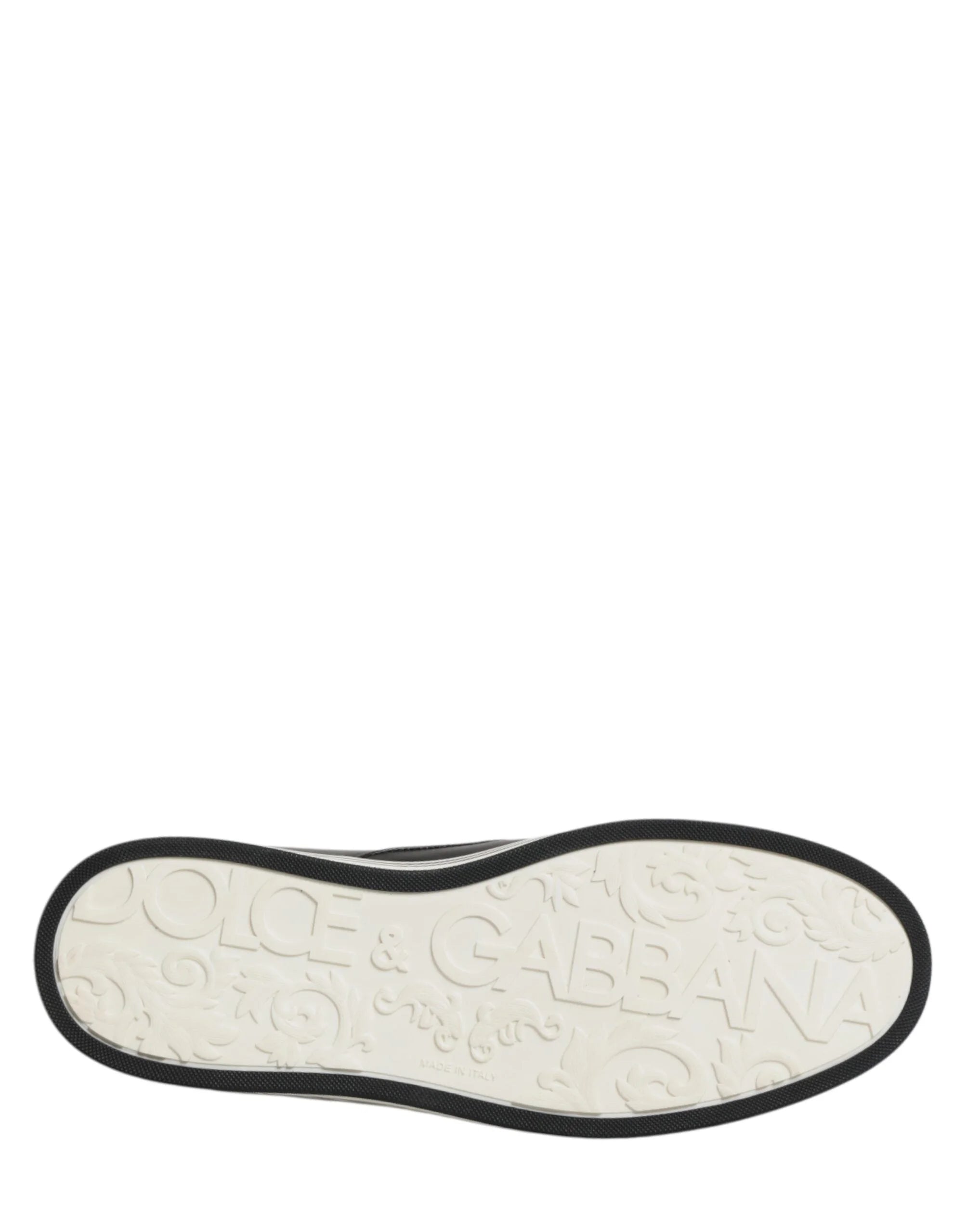 Dolce & Gabbana Black Leather Signature Figures Sneakers Shoes - EU45/US12