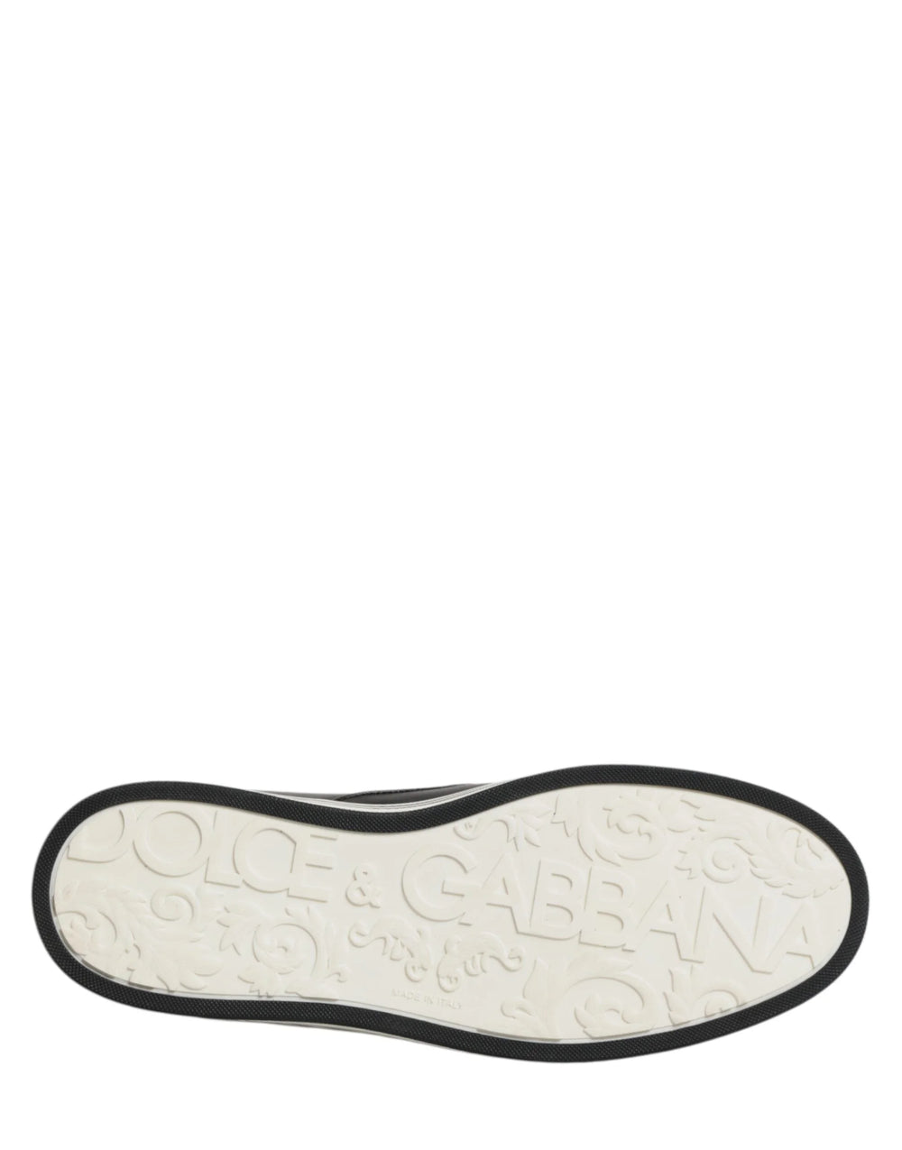 Dolce & Gabbana Black Leather Signature Figures Sneakers Shoes - EU45/US12