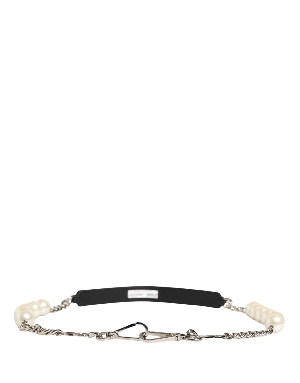 Dolce & Gabbana Black Leather Silver Chain Bag Accessory Shoulder Strap