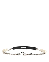 Dolce & Gabbana Black Leather Silver Chain Bag Accessory Shoulder Strap