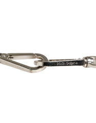 Dolce & Gabbana Svart Läder Silverkedja Väskaccessoar Axelrem