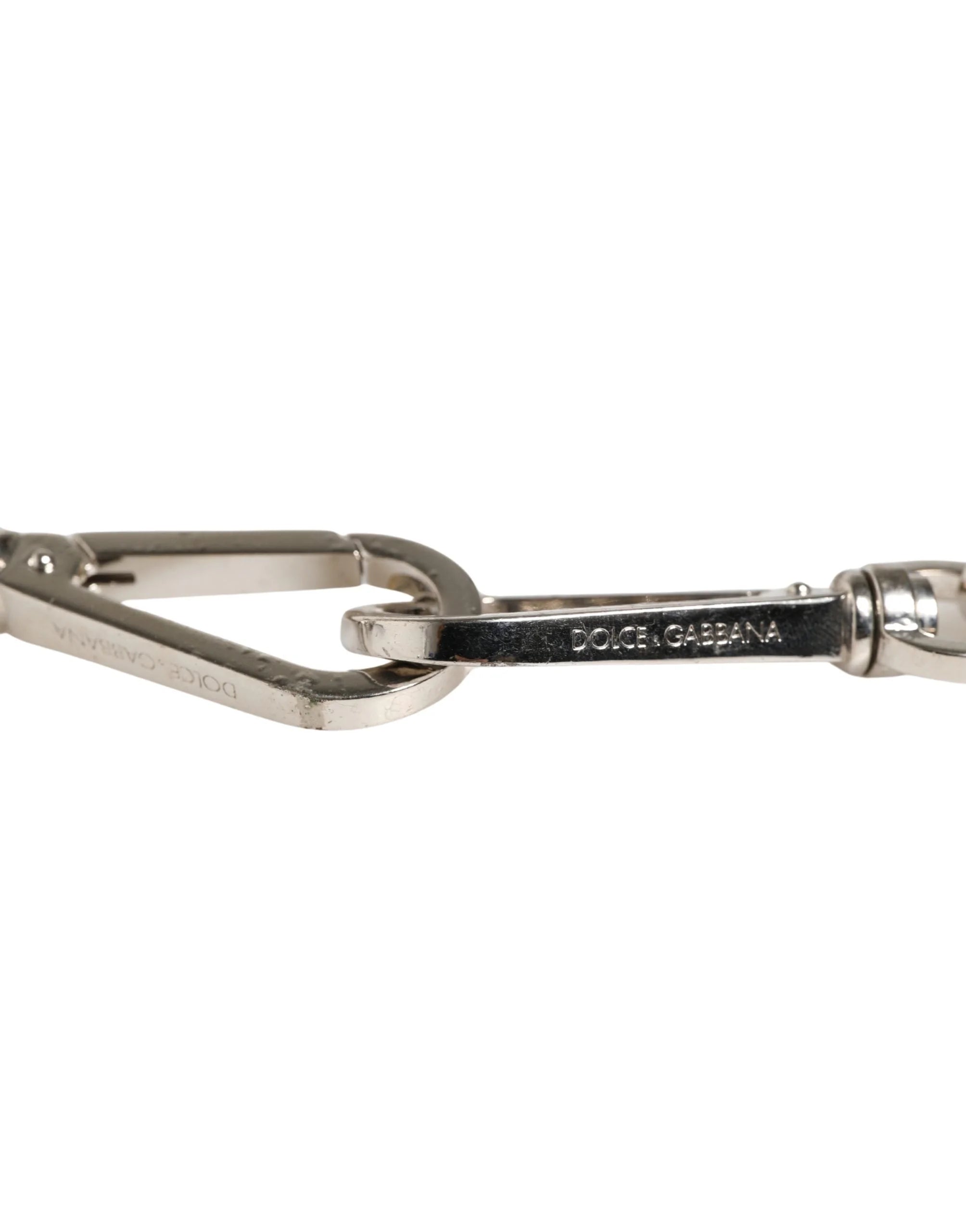 Dolce & Gabbana Black Leather Silver Chain Bag Accessory Shoulder Strap