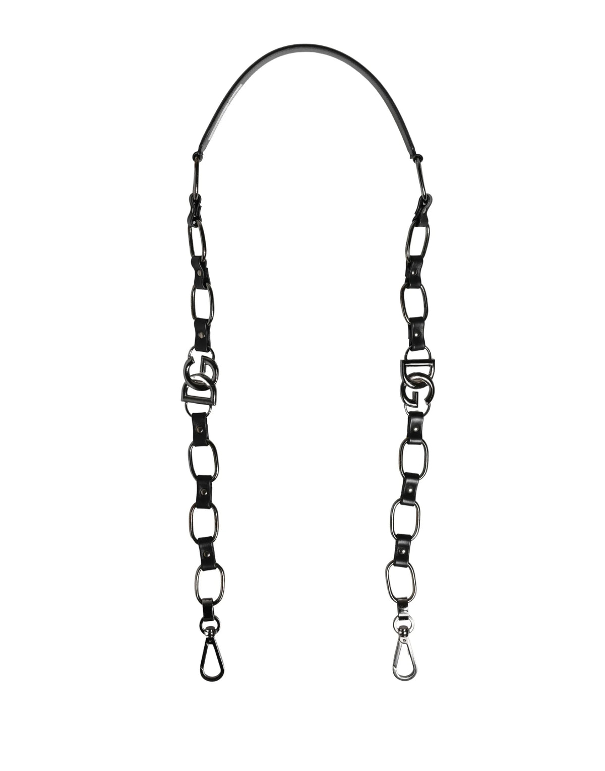 Dolce & Gabbana Tracolla in Pelle Nera con Catena Argentata - Accessori per Borse