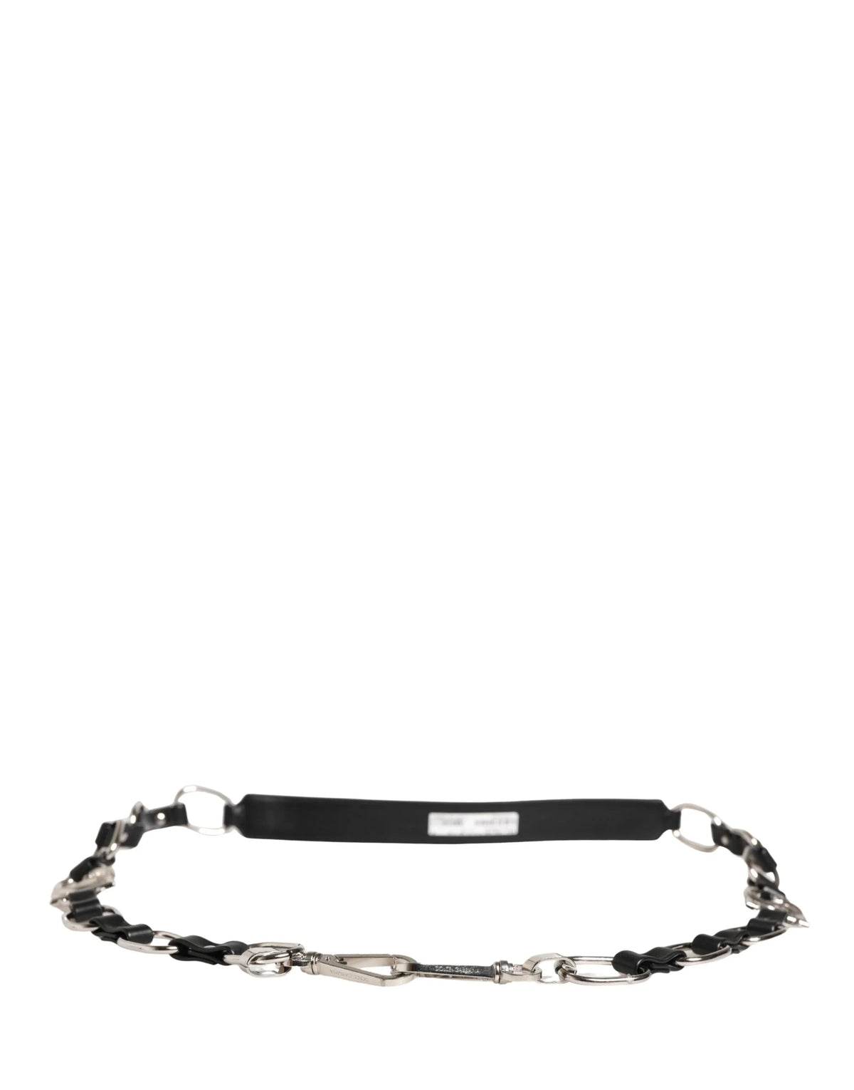 Dolce & Gabbana Svart Läder Silverkedja Väskaccessoar Axelrem