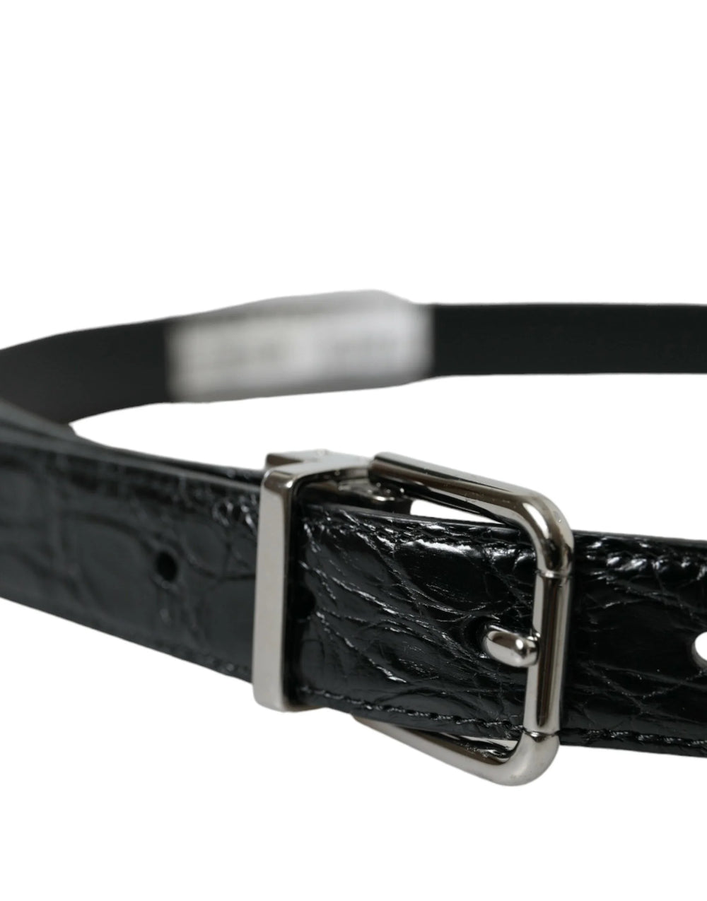 Dolce & Gabbana Black Leather Silver Metal Buckle Belt - 90 cm / 36 Inches - Belts