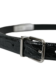 Dolce & Gabbana Black Leather Silver Metal Buckle Belt - 90 cm / 36 Inches - Belts