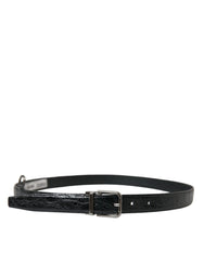 Dolce & Gabbana Black Leather Silver Metal Buckle Belt - 90 cm / 36 Inches - Belts